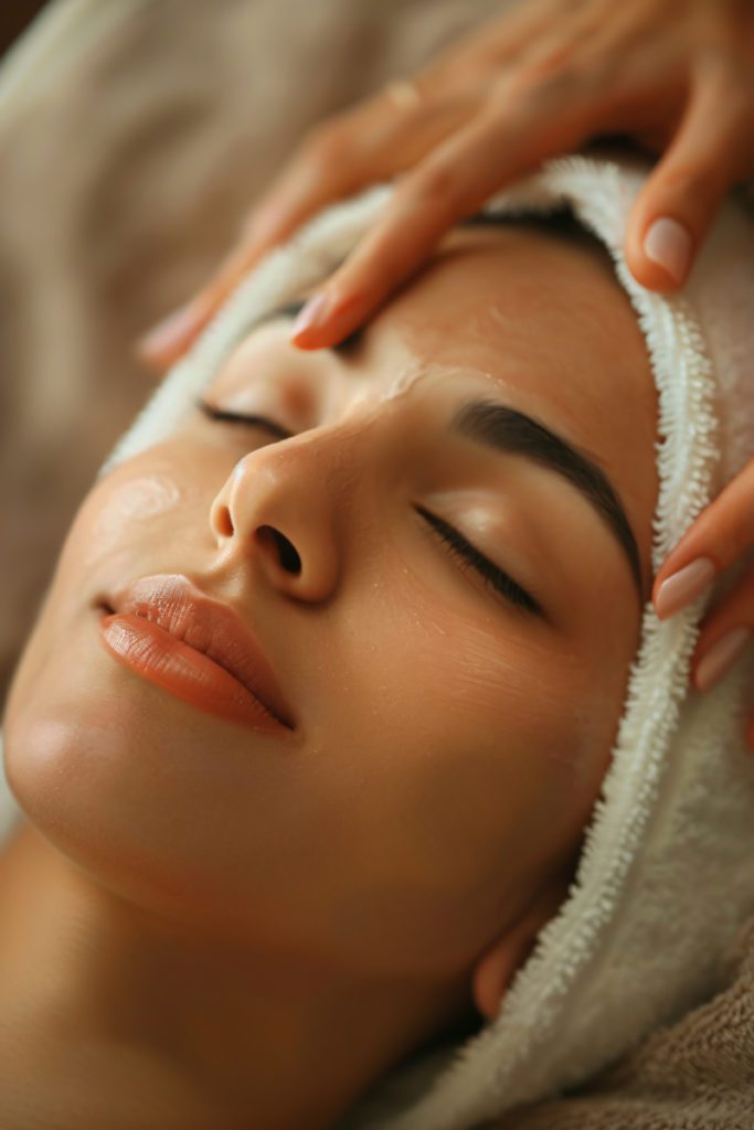 Massage du visage Kobido, un rituel japonais anti-âge, relaxant et raffermissant, réalisé à l'institut Miel & Ambre à Genève